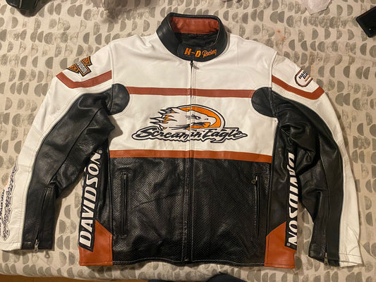 Harley Legend Leather –   Modern Comfort White Screaming Eagle leather jacket